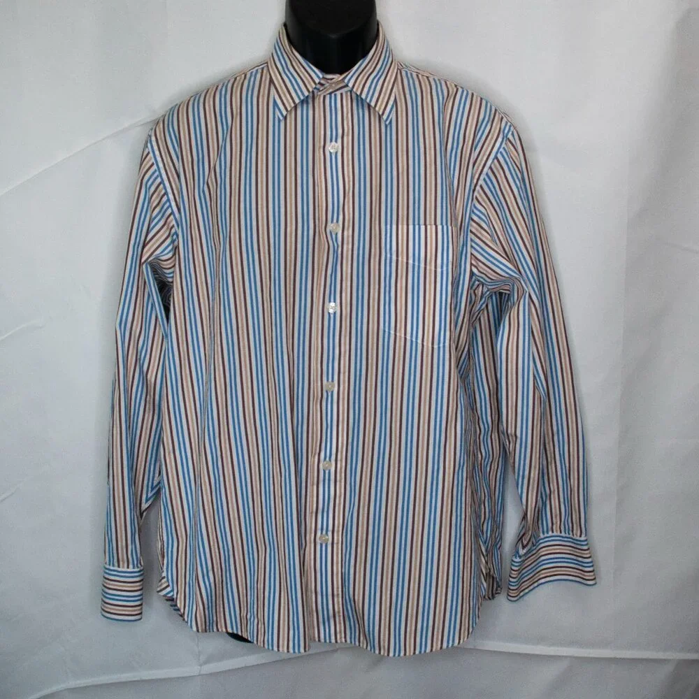 J Crew Striped Button Down Shirt Mens M 15 15.5 Long Sleeve Pocket Office NN12